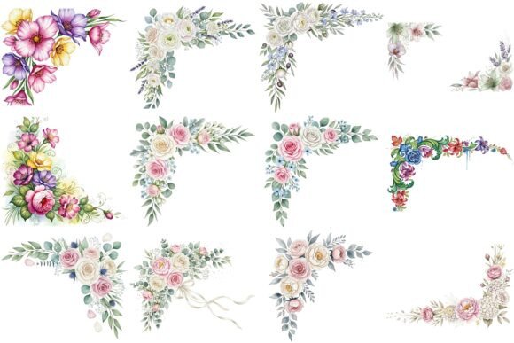 120 Watercolor Floral Corner Borders: A Designer's Natural Accent Toolkit
