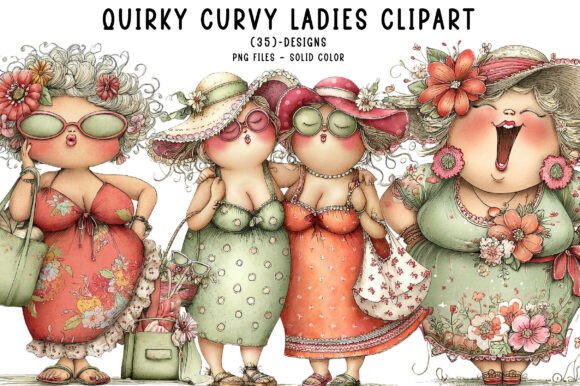 35 Quirky Curvy Ladies Clipart Designs for Creative Projects
