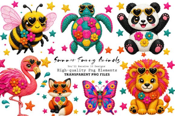 Adorable Summer Animal Clipart: 10 Designs for Your Projects