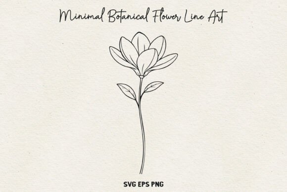 Botanical Flower SVG: Thin Line Floral for Modern Design