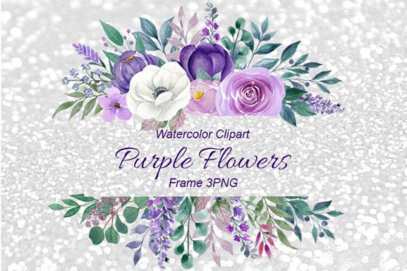 Enchanting Watercolor Purple Flower Frames for Creative Projects