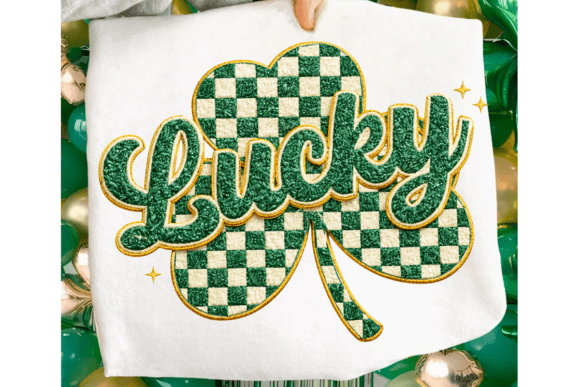 Faux Stitch Lucky Shamrock Varsity PNG: A Design Asset with Charm