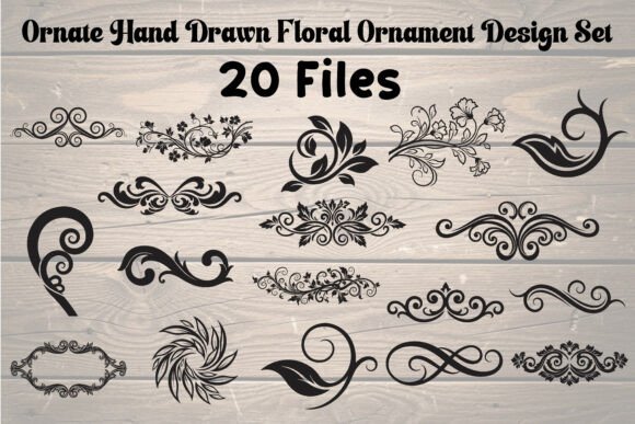 Ornate Hand Drawn Floral Ornaments for Timeless Design
