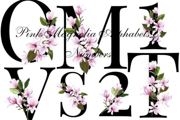 Pink Floral Alphabet Clipart for Elegant Design Projects