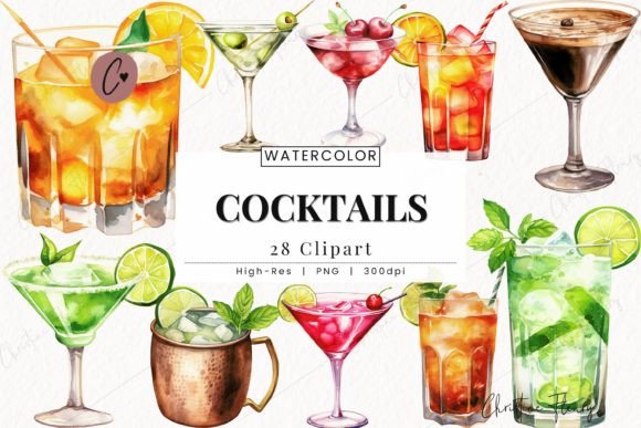 Refresh Your Summer Designs with Watercolor Cocktail Clipart