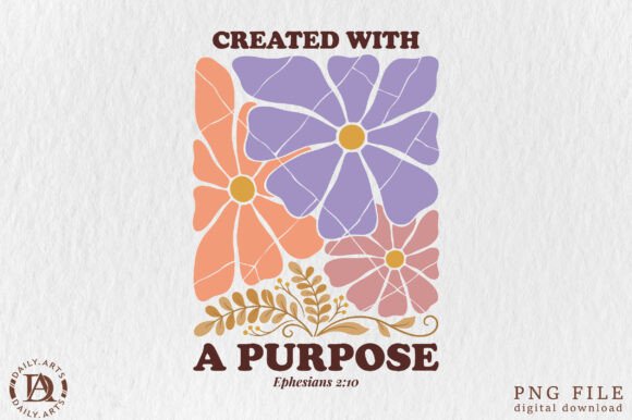 Retro Boho Floral Christian PNG Elements for Authentic Design