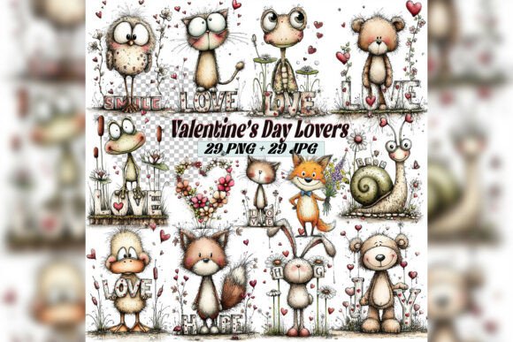 The Soft, Romantic Touch of Whimsical Valentine Lovers Clipart