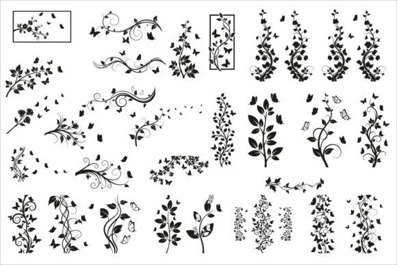 Vertical Floral Vine Silhouette: Elegant Botanical Art for Every Project