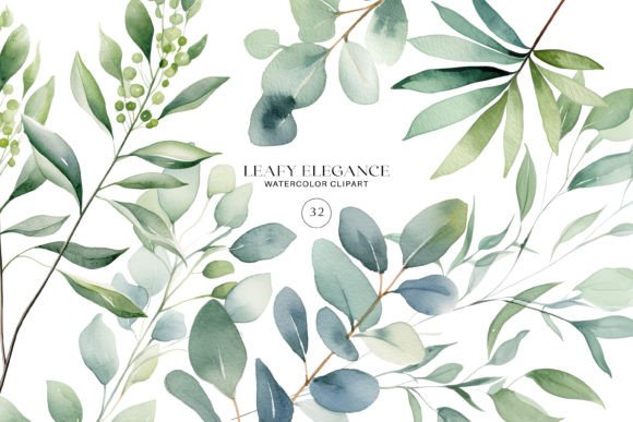 Watercolor Eucalyptus Leaf Clipart Set: The Designer's Greenery Toolkit