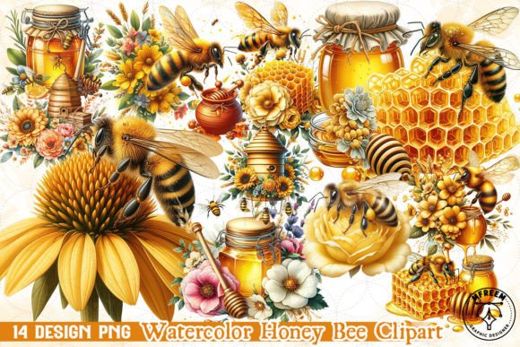 Watercolor Honey Bee Clipart PNG: A Sweet Design Asset