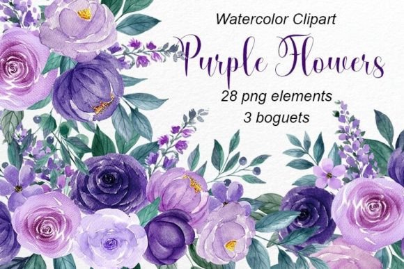 Watercolor Purple Flowers: A Complete Set for Stunning Designs