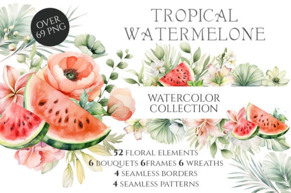 Watercolor Tropical Watermelons: A Fresh Burst of Design Versatility