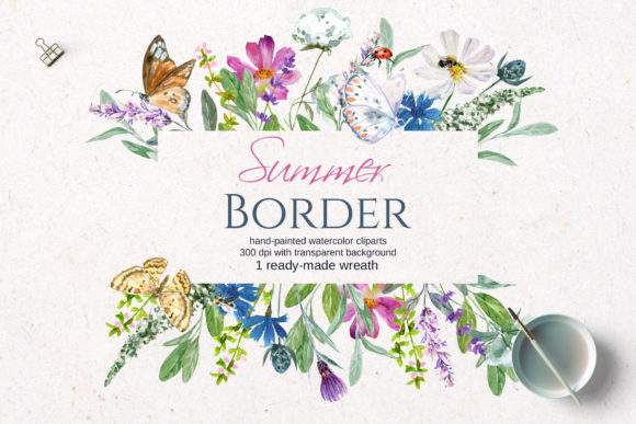 Wild Field Border: Hand-drawn Floral Clipart for Your Projects